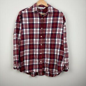 Old Navy Women's Plaid Flannel Button-Down Boyfriend Shirt, Size M